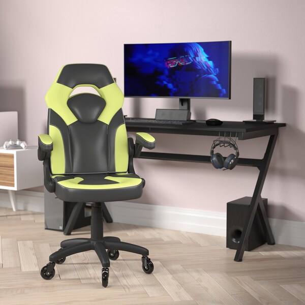 Flash Furniture Green LeatherSoft Gaming Chair - Skate Wheels CH-00095-GN-RLB-GG - main